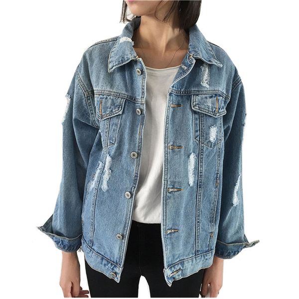 new women casual loose jeans jacket basic coats feminino slim ripped holes denim jacket femme elegant vintage bomber jackets 3xl, Black;brown
new women casual loose jeans jacket basic coats feminino slim ripped holes denim jacket femme elegant vintage bomber jackets 3xl, Black;brown