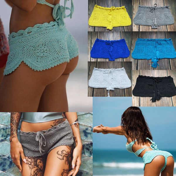 hirigin 2019 women bottom thong knited swimwear briefs lace up summer beach knit bohemian style elastic waist, White;black 
hirigin 2019 women bottom thong knited swimwear briefs lace up summer beach knit bohemian style elastic waist, White;black