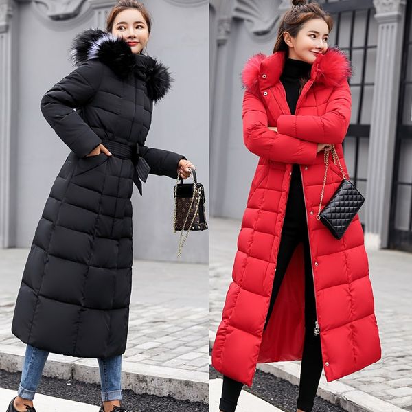 winter anti-season duck down jacket female long section of the body slimming thickening over the knee big fur collar winter clothes, Black
winter anti-season duck down jacket female long section of the body slimming thickening over the knee big fur collar winter clothes, Black