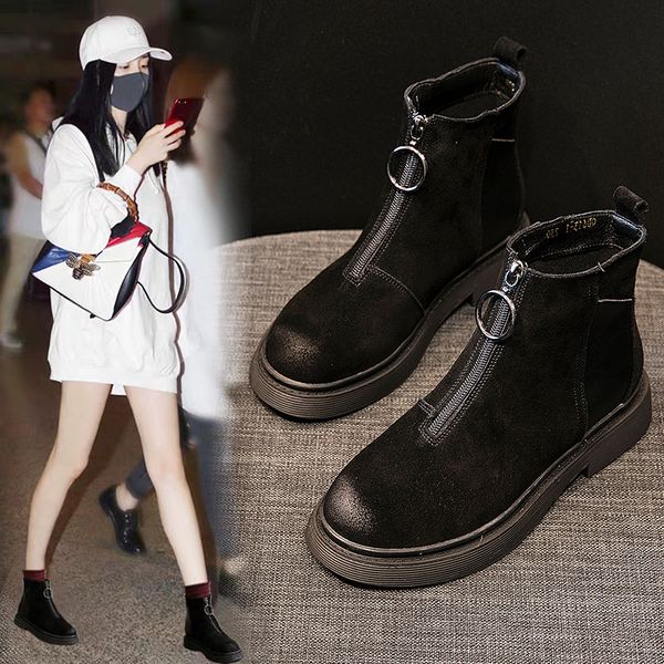 boots women's new autumn winter 2020 single boot leather front zipper mid-heel winter boots thick heel with western flat, Black
boots women's new autumn winter 2020 single boot leather front zipper mid-heel winter boots thick heel with western flat, Black