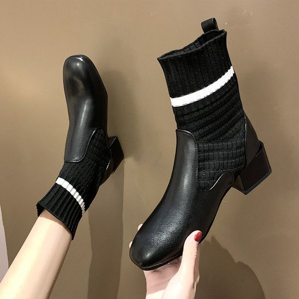 chunky heel white mid-calf boots boots-women sock shoes round toe lace up booties ladies winter footwear luxury designer low hee, Black
chunky heel white mid-calf boots boots-women sock shoes round toe lace up booties ladies winter footwear luxury designer low hee, Black