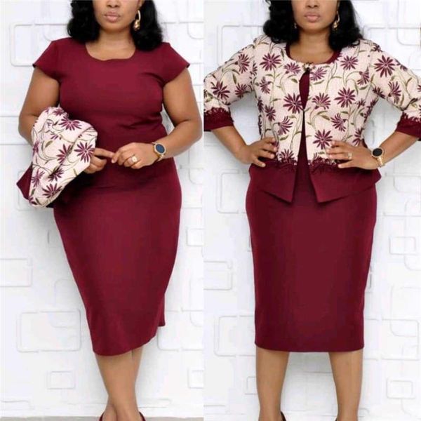 two pieces set elegant african office lady printed coat match dresses plus size african dresses for women, Red
two pieces set elegant african office lady printed coat match dresses plus size african dresses for women, Red