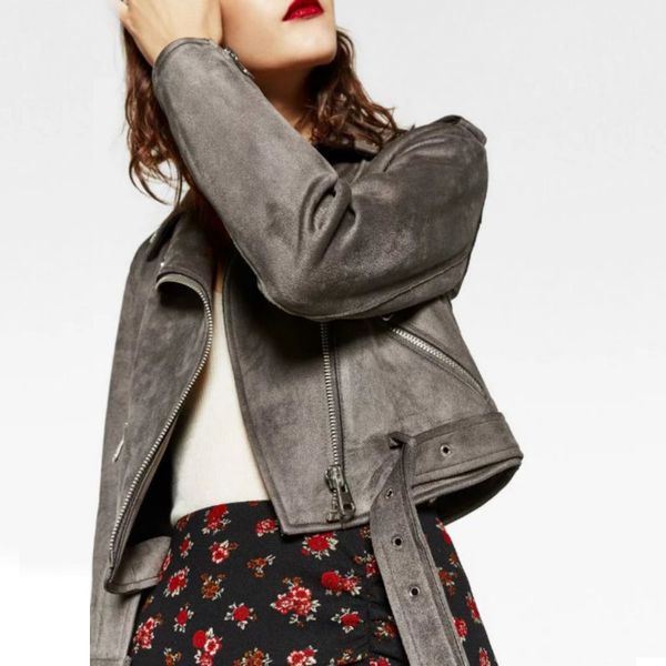 2018 hight quality women biker faux suede leather jackets lady zipper belted motorcycle matte pu coat gray streetwear clothes, Black
2018 hight quality women biker faux suede leather jackets lady zipper belted motorcycle matte pu coat gray streetwear clothes, Black