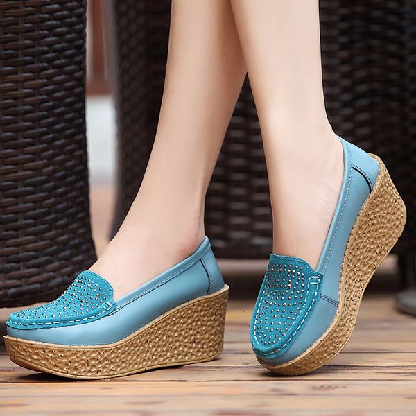 women genuine leather wedge platform shoes ladies slip on crystal flat shoes high heel 7cm thick sole shallow flats casual, Black
women genuine leather wedge platform shoes ladies slip on crystal flat shoes high heel 7cm thick sole shallow flats casual, Black