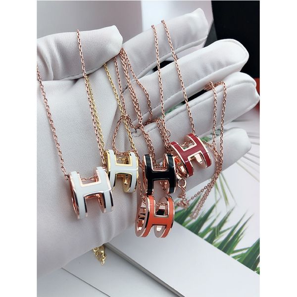 new h letters enamel necklace pendants men and women the same paragraph thick gold plating rose golden ossicular chain network, Silver
new h letters enamel necklace pendants men and women the same paragraph thick gold plating rose golden ossicular chain network, Silver