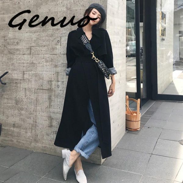 genuo new spring autumn maxi long women's loose trench coat with belt khaki & black plus size korean style windbreaker outwear, Tan;black
genuo new spring autumn maxi long women's loose trench coat with belt khaki & black plus size korean style windbreaker outwear, Tan;black