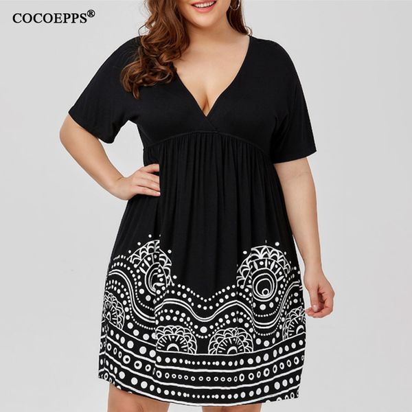 2019 Summer Plus Size Women Dress V Neck Party Black print loose Dress 4XL 5XL Big Size loose Office Casual Vestidos 
2019 Summer Plus Size Women Dress V Neck Party Black print loose Dress 4XL 5XL Big Size loose Office Casual Vestidos