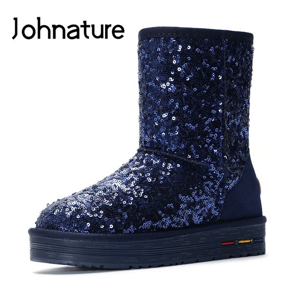 johnature sequined cloth snow boots 2019 new winter shoes woman round toe flat with slip-on solid color ankle platform boots, Black
johnature sequined cloth snow boots 2019 new winter shoes woman round toe flat with slip-on solid color ankle platform boots, Black