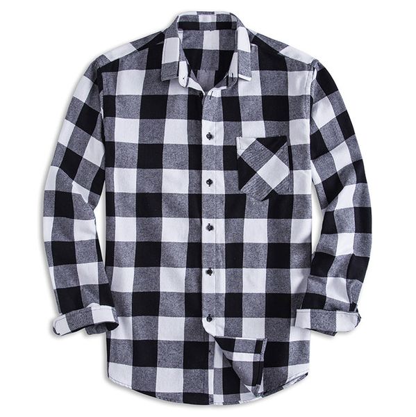 men's flannel plaid shirt 100% cotton 2019 casual long-sleeved shirt soft and comfortable slim style brand men's clothing, White;black
men's flannel plaid shirt 100% cotton 2019 casual long-sleeved shirt soft and comfortable slim style brand men's clothing, White;black