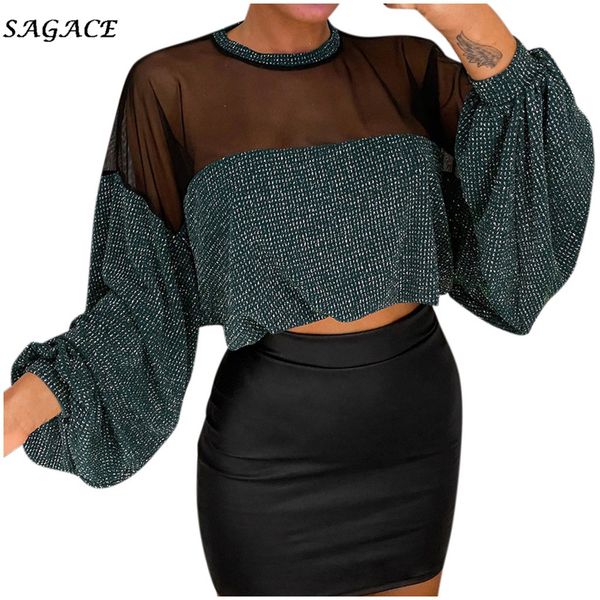 sagace women lantern sleeve mesh bright wire patchwork casual work print o-neck long sleeves casual fashion pullover, White
sagace women lantern sleeve mesh bright wire patchwork casual work print o-neck long sleeves casual fashion pullover, White