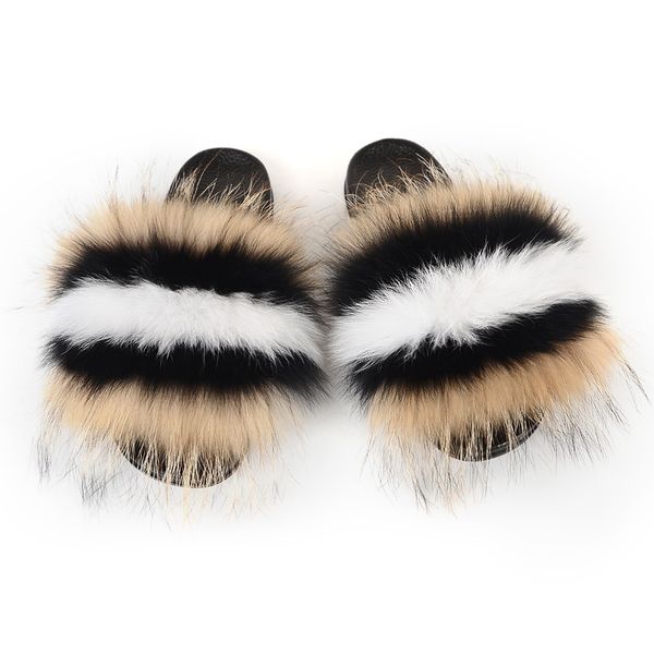 slippers mixed colors fur slides shoes for women striped furry hair outdoor raccoon flip flops female non-slip flats, Black
slippers mixed colors fur slides shoes for women striped furry hair outdoor raccoon flip flops female non-slip flats, Black