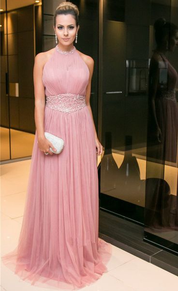 halter neck a-line pink prom dresses dinner dress beading tulle formal evening gown robe de soiree, Black
halter neck a-line pink prom dresses dinner dress beading tulle formal evening gown robe de soiree, Black