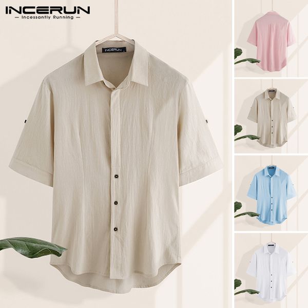 summer solid color shirt men cotton short sleeve casual streetwear turn-down collar fashion blouse 2020 brand men shirts incerun, White;black
summer solid color shirt men cotton short sleeve casual streetwear turn-down collar fashion blouse 2020 brand men shirts incerun, White;black