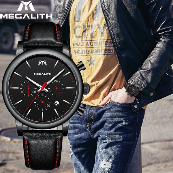 megalith fashion sports mens watches waterproof leather strap quartz wrist watches men clock relogio masculino, Slivery;brown
megalith fashion sports mens watches waterproof leather strap quartz wrist watches men clock relogio masculino, Slivery;brown