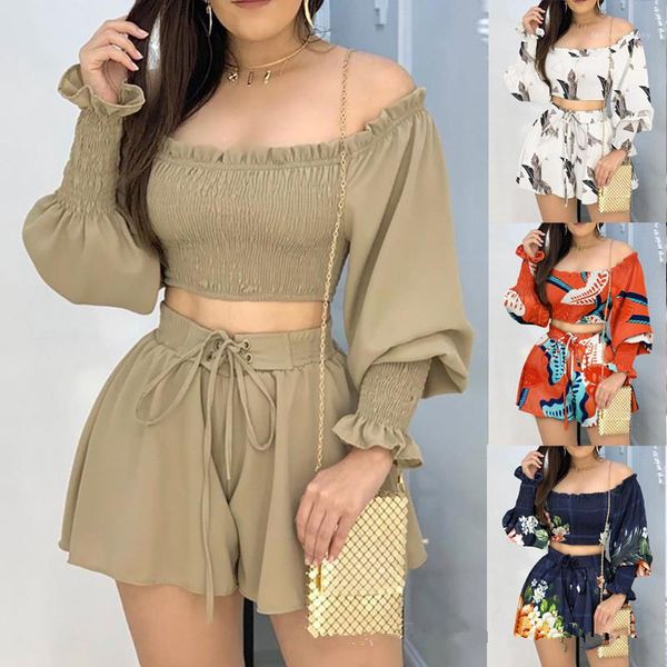 skirt womens clothing slash neck womens summer dresses floral printed solid color 2pcs dresses skinny long sleeve, White 
skirt womens clothing slash neck womens summer dresses floral printed solid color 2pcs dresses skinny long sleeve, White