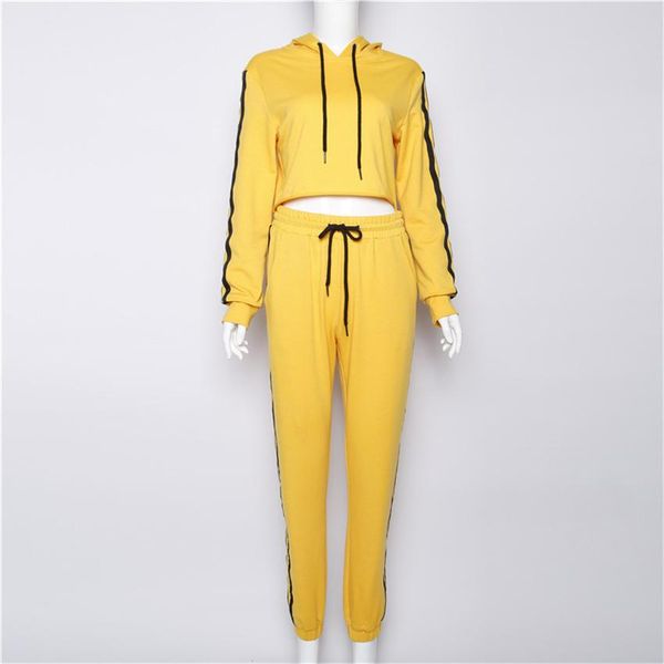 hooded women long sleeve tracksuit female yellow striped two piece set suits autumn winter hoodie cropped and pants convention, Gray
hooded women long sleeve tracksuit female yellow striped two piece set suits autumn winter hoodie cropped and pants convention, Gray