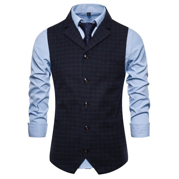 vest vest men's trendy suit collar casual wild men's single-breasted check, Black;white
vest vest men's trendy suit collar casual wild men's single-breasted check, Black;white