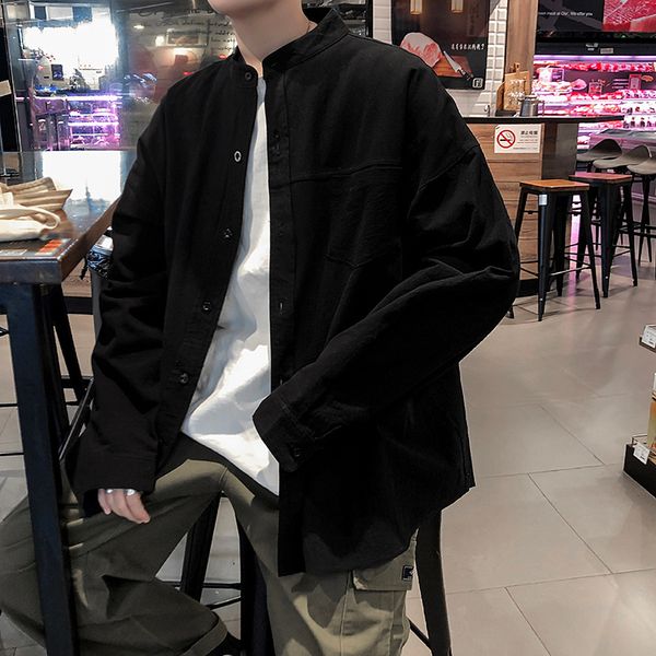 2020 spring and autumn new youth popular stand-up collar solid color simple long-sleeved shirt fashion casual loose shirt, White;black
2020 spring and autumn new youth popular stand-up collar solid color simple long-sleeved shirt fashion casual loose shirt, White;black
