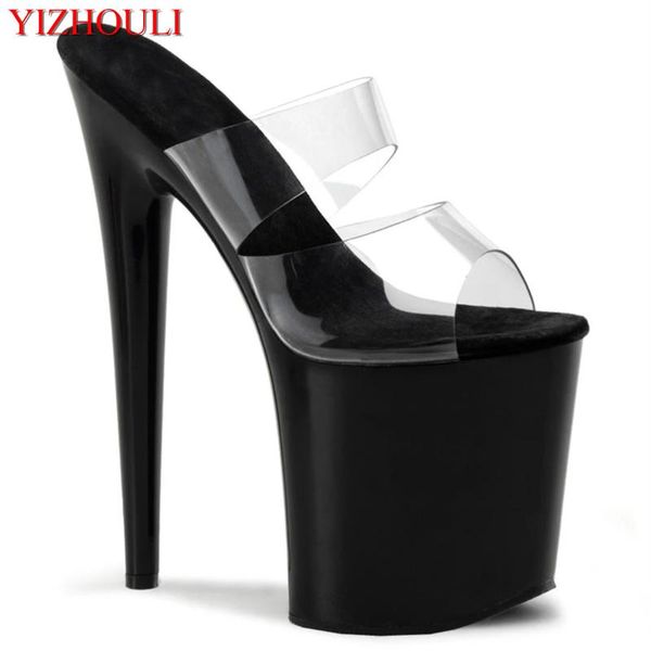 8 inch pole dancing high-heeled shoes, 20cm model stage transparent vamp ultra-high heel slippers, Black
8 inch pole dancing high-heeled shoes, 20cm model stage transparent vamp ultra-high heel slippers, Black