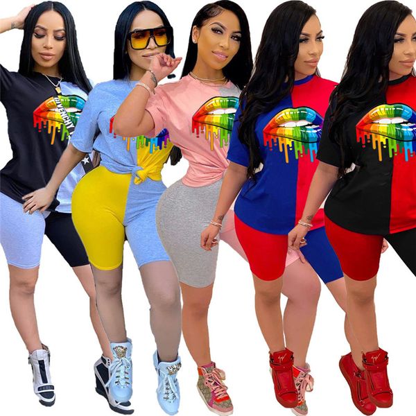women color block patchwork 2 piece outfits rainbow lips designer tracksuit big lips t-shirt pullover + shorts sets sport suit d52207cz, Gray
women color block patchwork 2 piece outfits rainbow lips designer tracksuit big lips t-shirt pullover + shorts sets sport suit d52207cz, Gray