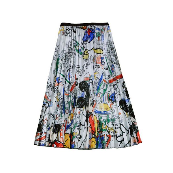 women's summer cartoon mouse skirt pleated large swing girl midi high waist elastic female pleated skirts falda sp9527, Black
women's summer cartoon mouse skirt pleated large swing girl midi high waist elastic female pleated skirts falda sp9527, Black