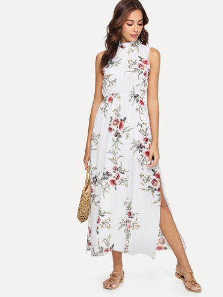2019 summer new ladies dress retro floral dress casual halter printed split lace vestido, Black;gray
2019 summer new ladies dress retro floral dress casual halter printed split lace vestido, Black;gray