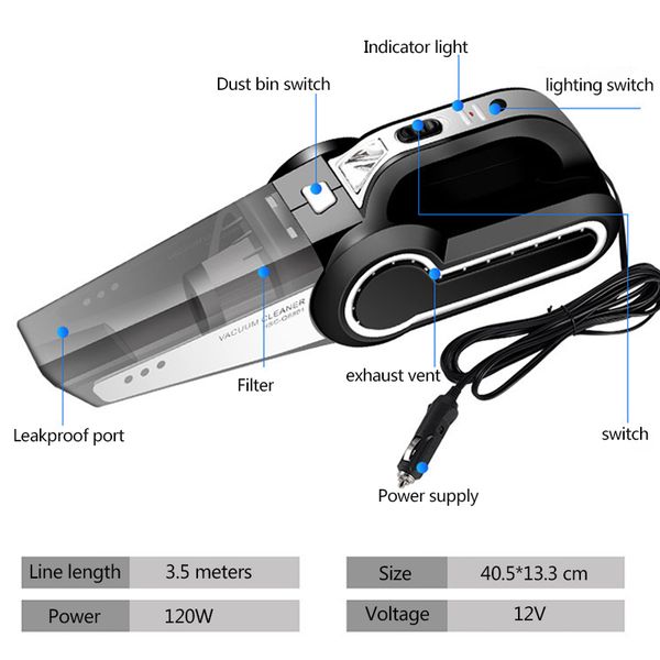 120w 4000pa car vacuum cleaner powerful wet/dry dual use portable auto vacuum cleaner mini handheld air compressor for car house
120w 4000pa car vacuum cleaner powerful wet/dry dual use portable auto vacuum cleaner mini handheld air compressor for car house