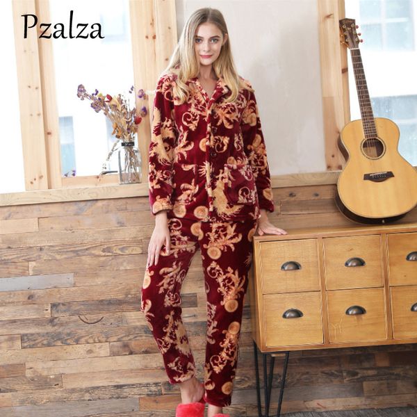 long selvee flannel pajamas woman printing winter sleepwear women's pajamas set sleepwear warm home clothes for women thick, Blue;gray
long selvee flannel pajamas woman printing winter sleepwear women's pajamas set sleepwear warm home clothes for women thick, Blue;gray