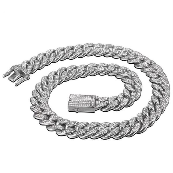 european & american hip hop necklace by 316l surgical stainless steel heavy cuba chain cz necklace with diamond imitation inlaid for men, Silver
european & american hip hop necklace by 316l surgical stainless steel heavy cuba chain cz necklace with diamond imitation inlaid for men, Silver