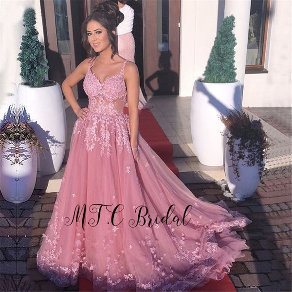 graceful dusty rose long tulle evening dress a line sweep train backless gorgeous lace sheer prom gowns 2019 custom made, White;black
graceful dusty rose long tulle evening dress a line sweep train backless gorgeous lace sheer prom gowns 2019 custom made, White;black