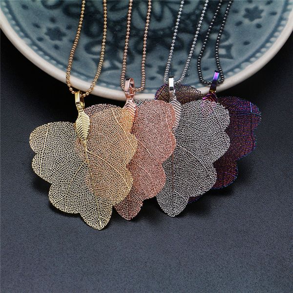 fashion real natural leaf pendant necklace for women gold silver leaves long necklaces chain female statement jewelry party
fashion real natural leaf pendant necklace for women gold silver leaves long necklaces chain female statement jewelry party