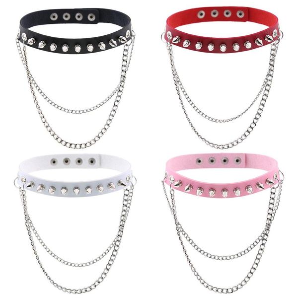 punk gothic rivet leather collar harajuku handmade metal chain choker necklace, Silver
punk gothic rivet leather collar harajuku handmade metal chain choker necklace, Silver