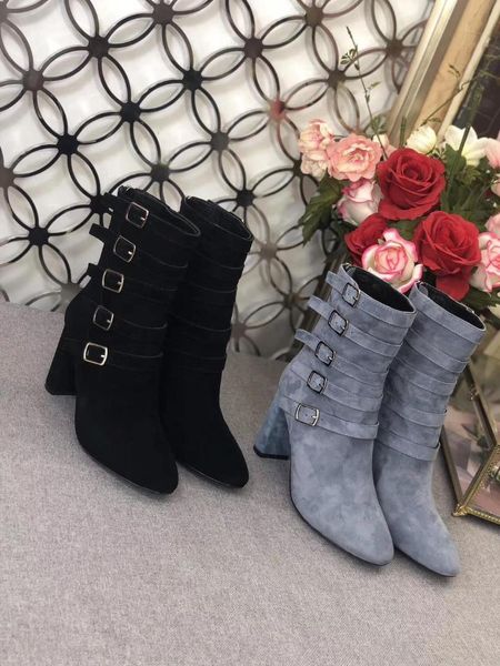 2019 woman female ladies buckled thick suede leather high heel ankle boots booties, Black
2019 woman female ladies buckled thick suede leather high heel ankle boots booties, Black