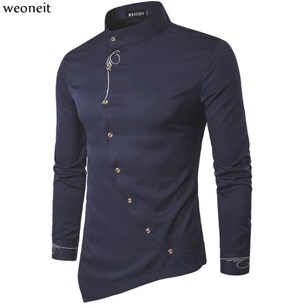 weoneit men shirt brand 2020 male long sleeve shirt casual slant buckle irregular slim fit man dress shirts new design, White;black
weoneit men shirt brand 2020 male long sleeve shirt casual slant buckle irregular slim fit man dress shirts new design, White;black