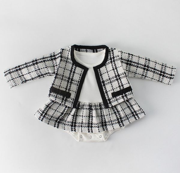 2019 spring little girls plaid princess outfits toddler kids long sleeve lattice outwear+falbala romper 2pcs sets baby girls clothing f2889, White
2019 spring little girls plaid princess outfits toddler kids long sleeve lattice outwear+falbala romper 2pcs sets baby girls clothing f2889, White