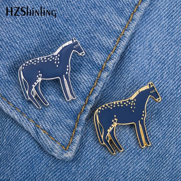 

new little horse pin badge cute horses brooch dark blue ponies brooches clothing accessories silver gold enamel breastpin, Gray