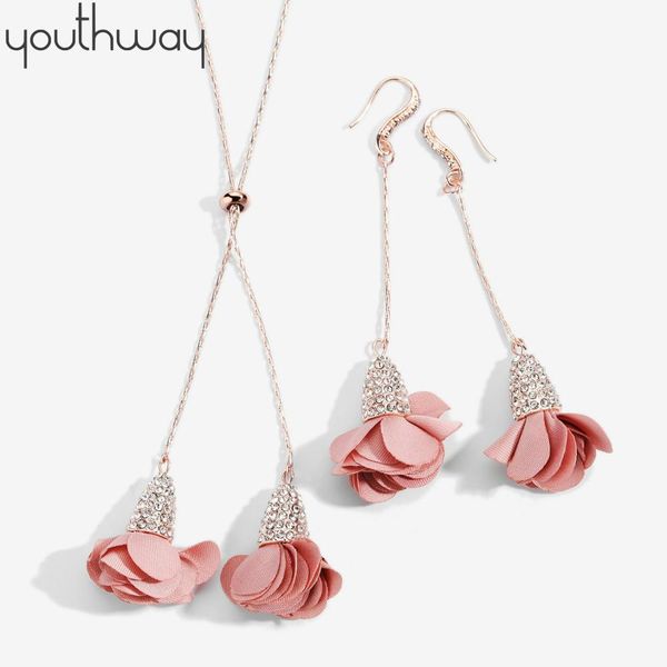 flower earrings necklace pink flower pendant earrings rhinestone plated adjustable necklace valentine jewelry, Silver
flower earrings necklace pink flower pendant earrings rhinestone plated adjustable necklace valentine jewelry, Silver