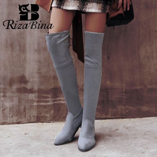 rizabina thigh high boots brand new fashion stretch shoes for women lace up casual flats booties over knee footwear size 33-43, Black
rizabina thigh high boots brand new fashion stretch shoes for women lace up casual flats booties over knee footwear size 33-43, Black
