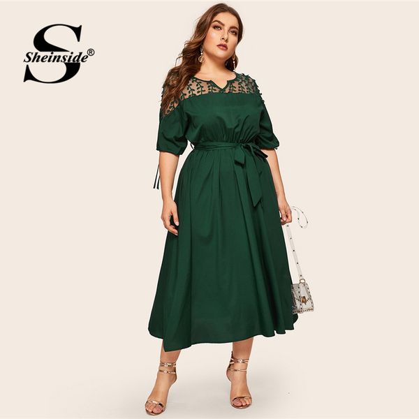 sheinside plus size v neck contrast mesh dress women elegant cuff lace up belted dresses 2019 summer half sleeve midi dress, Black;pink
sheinside plus size v neck contrast mesh dress women elegant cuff lace up belted dresses 2019 summer half sleeve midi dress, Black;pink