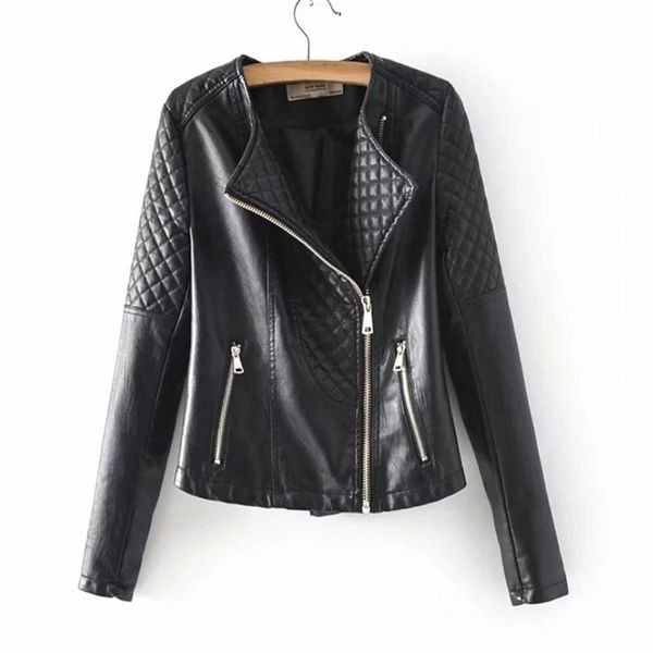 women's long-sleeved pu leather jacket coats lapel inclined zipper long-sleeved leather jacket fashionable leisure prism embosse, Black
women's long-sleeved pu leather jacket coats lapel inclined zipper long-sleeved leather jacket fashionable leisure prism embosse, Black