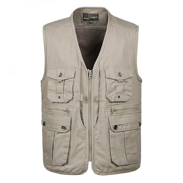 2020 men's new cotton multi-pockets vest copper buckle v-neck zip cloth vest, Black;white
2020 men's new cotton multi-pockets vest copper buckle v-neck zip cloth vest, Black;white