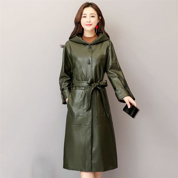 women pu leather jacket 2019 autumn new female long outerwear coat korean large size hooded leather windbreaker 315, Black
women pu leather jacket 2019 autumn new female long outerwear coat korean large size hooded leather windbreaker 315, Black