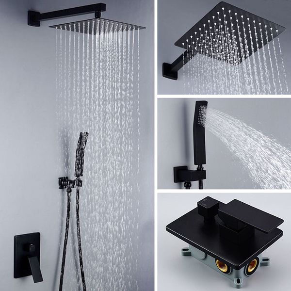 matt black bathroom square bath shower set wall mounted/ceiling rain shower set quality brass mixer faucet rain shower head
matt black bathroom square bath shower set wall mounted/ceiling rain shower set quality brass mixer faucet rain shower head