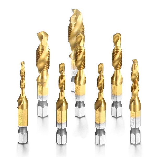 8pcs hss countersink tap drill bit set, combination hex shank titanium screw thread metric tap drill for wood plastic aluminum c
8pcs hss countersink tap drill bit set, combination hex shank titanium screw thread metric tap drill for wood plastic aluminum c