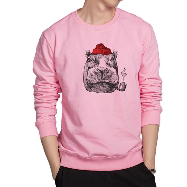 cool hippo hoodies super fashion animal sweatshirt hip hop harajuku streetwear breathable cotton clothes cool jacket hoodie, Black