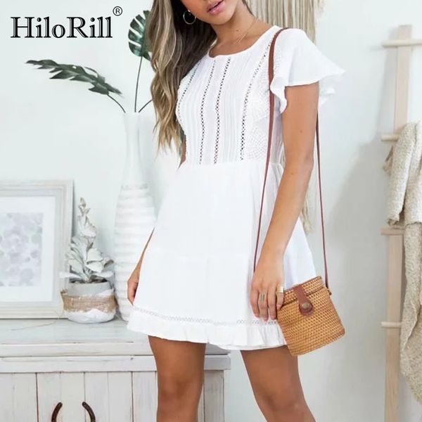 hilorill summer elegant lace patcheork white cotton dress women hollow out casual beach dress ruffle short sleeve mini sundress, Black;gray
hilorill summer elegant lace patcheork white cotton dress women hollow out casual beach dress ruffle short sleeve mini sundress, Black;gray