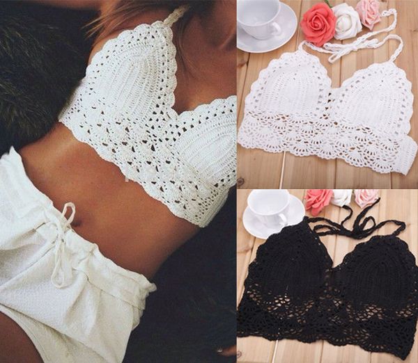 women bra boho beach bikini crop crochet knitted sleeveless backless belted tank, White
women bra boho beach bikini crop crochet knitted sleeveless backless belted tank, White