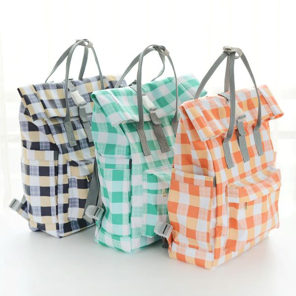 New Mummy Bag Nappy Bags Waterproof Simple Lattice Printing Handbag For Mom Multifunction Large Capacity Backpack Bnm021