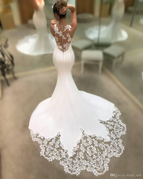 2019 v neck mermaid wedding dress custom made simple lace appliques bridal gowns court train wedding gowns, White
2019 v neck mermaid wedding dress custom made simple lace appliques bridal gowns court train wedding gowns, White