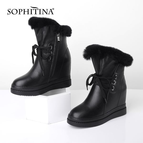 sophitina increase within boots genuine leather comfortable round toe snow boots shoes new women's po368, Black
sophitina increase within boots genuine leather comfortable round toe snow boots shoes new women's po368, Black